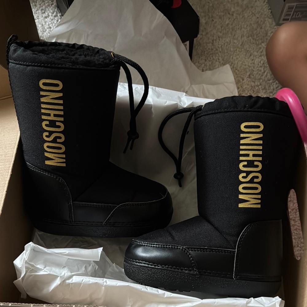 Moschino Black and Gold Winter Snow Boots